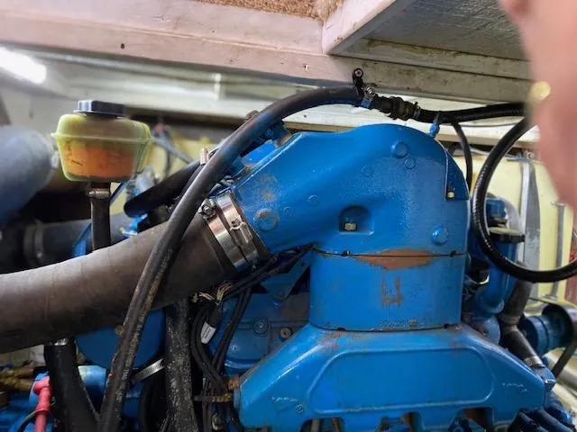 Slide: The Image of Close-up of the engine compartment of a 2007 Silverton 33 Convertible boat. - 22