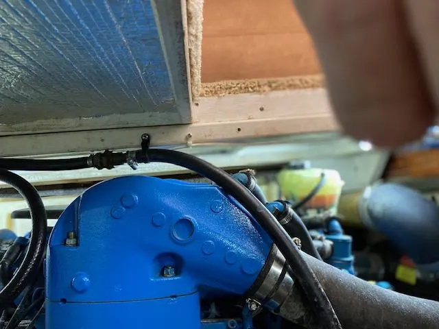 Slide: The Image of Close-up of the engine compartment of a 2007 Silverton 33 Convertible boat. - 23