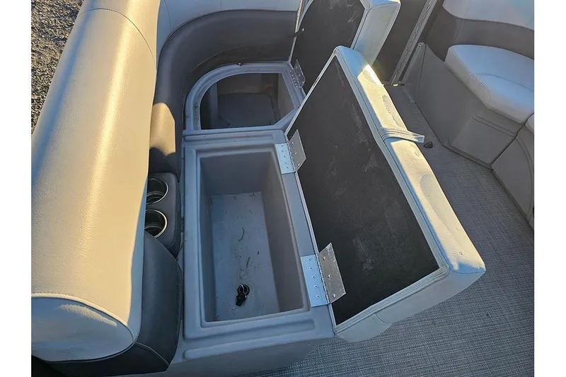 Slide: The Image of 2021 Bentley Pontoons 223 Fish-N-Cruise seating with open storage compartments. - 14