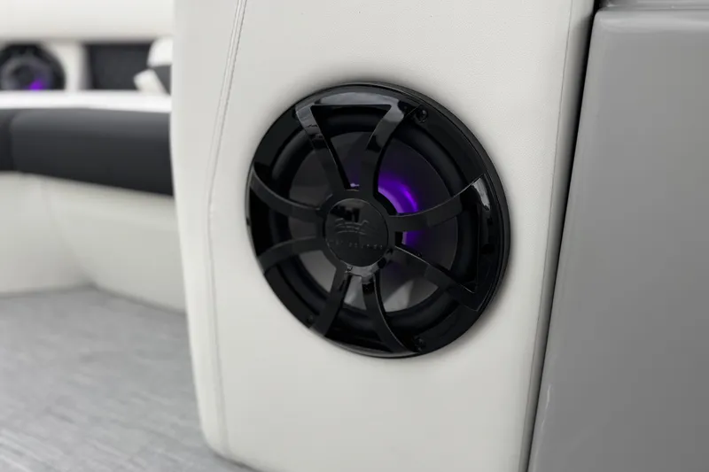 Slide: The Image of Speaker with purple LED light in 2026 Berkshire 21CL STS boat interior. - 14