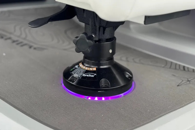 Slide: The Image of Close-up of 2026 Berkshire 21CL STS seat base with purple LED lighting. - 28