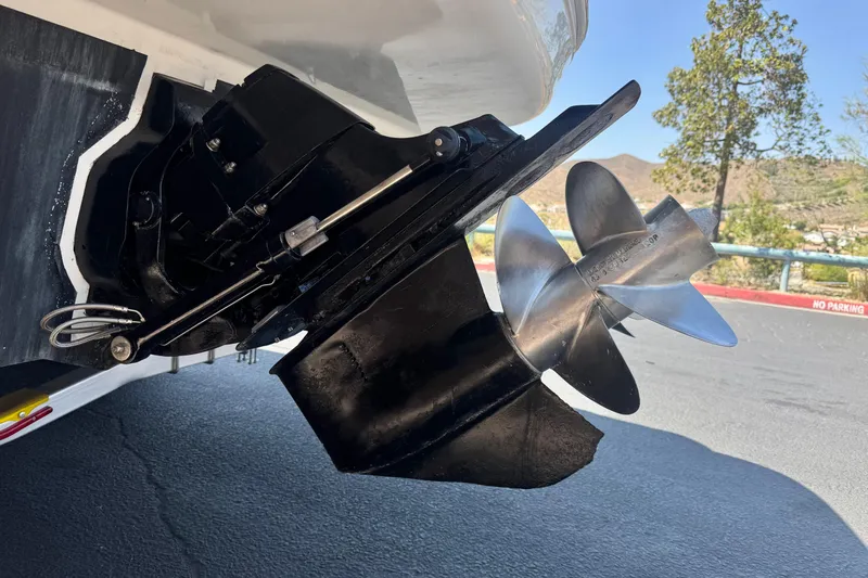 Slide: The Image of Close-up of a 2006 Sea Ray Sundancer 260 boat propeller and stern drive. - 8
