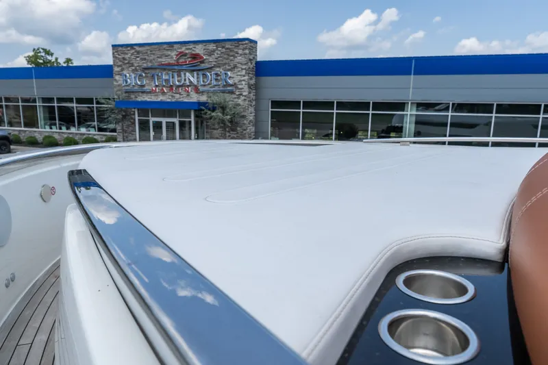 Slide: The Image of 2025 Invictus TT430 boat at Big Thunder Marine dealership, showcasing sleek design and luxury features. - 43