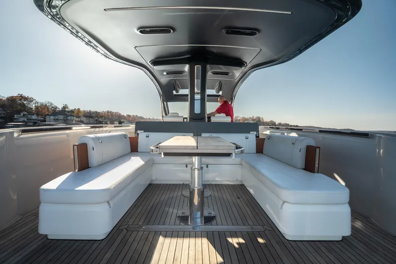 Slide: The Image of Luxurious 2025 Invictus TT430 yacht interior with sleek seating and modern design. - 18