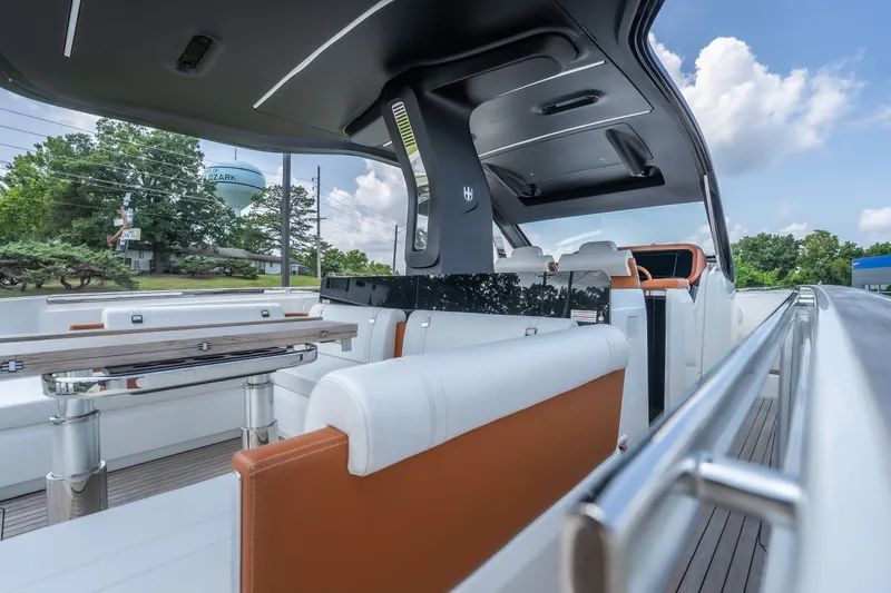 Slide: The Image of Luxurious interior of 2025 Invictus TT430 yacht with sleek seating and modern design. - 18