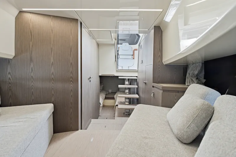 Slide: The Image of Luxurious interior of 2025 Invictus TT430 yacht with modern furnishings and elegant design. - 72