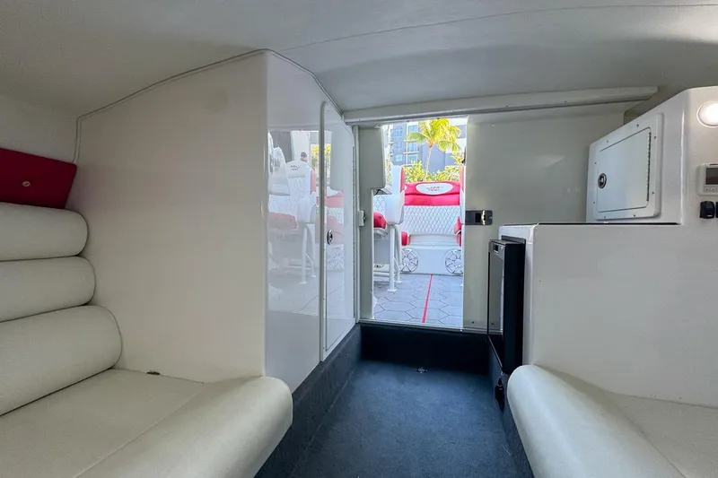 Slide: The Image of Interior of 2022 Velocity 290sc boat with white seating and modern design. - 72