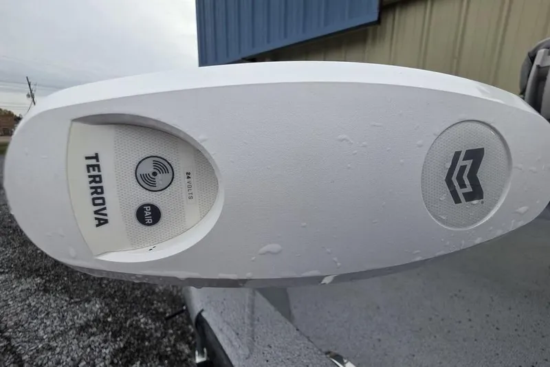 Slide: The Image of Close-up of Terrova trolling motor on 2025 Xpress H22B Bay boat. - 27