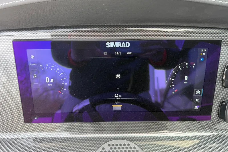 Slide: The Image of Simrad display on 2025 Monterey 278SS Super Sport showing navigation and engine data. - 25