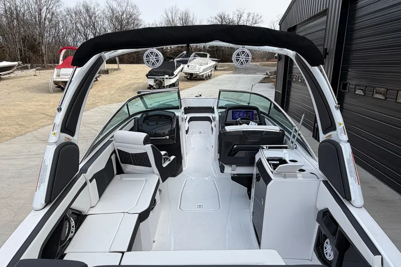 Slide: The Image of 2025 Monterey 278SS Super Sport boat interior with sleek seating and modern design. - 7