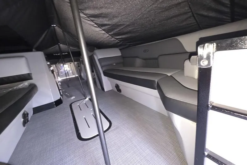 Slide: The Image of Interior of 2026 Veranda Vista Sport 22RC Tri-Toon, featuring sleek seating and modern design. - 15