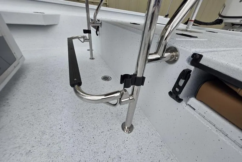 Slide: The Image of Stainless steel handrail on 2026 Xpress H20B Bay boat deck. - 24