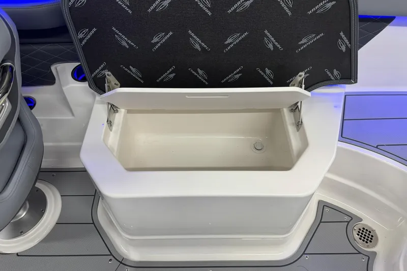 Slide: The Image of Open storage compartment on 2026 Chaparral SSX 6 boat, featuring sleek design and modern finishes. - 30