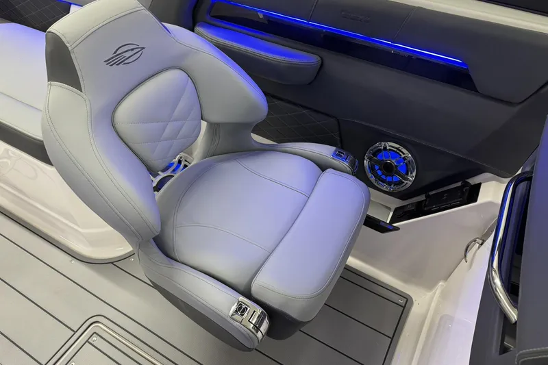 Slide: The Image of 2026 Chaparral SSX 6 boat interior with luxurious seating and modern design elements. - 21