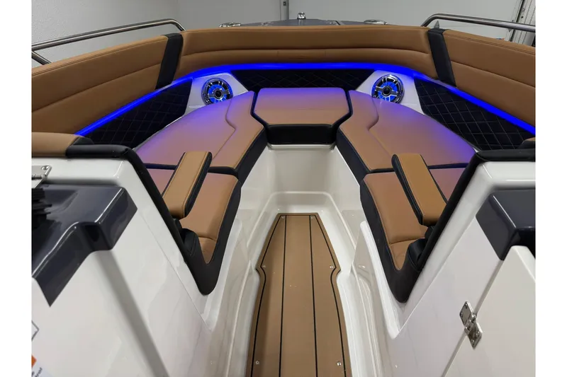 Slide: The Image of Luxurious interior of 2026 Chaparral SSX 6 boat with elegant seating and ambient lighting. - 39