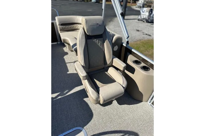 Slide: The Image of Luxurious seating on 2026 Bennington 22 S Quad Bench pontoon boat. - 3