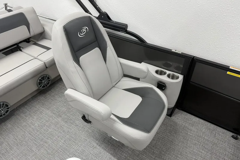 Slide: The Image of Luxury seating in 2026 Barletta ARIA 22UC pontoon boat with cup holders. - 16