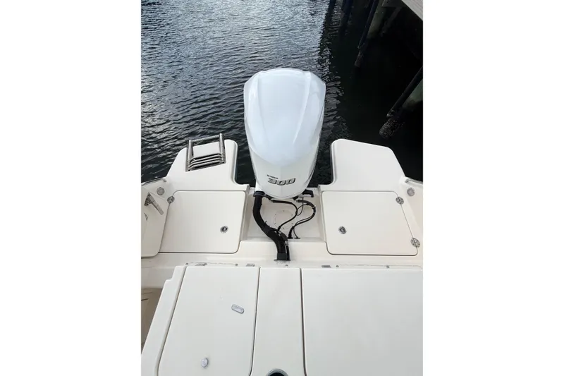 Slide: The Image of 2019 Grady-White Freedom 235 boat with Yamaha 300 outboard motor on water. - 4
