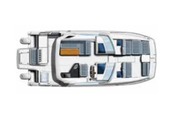 Slide: The Image of Manufacturer Provided Image: Top view of 2026 Aquila 36 Sport boat layout, showcasing seating and deck design. - 17
