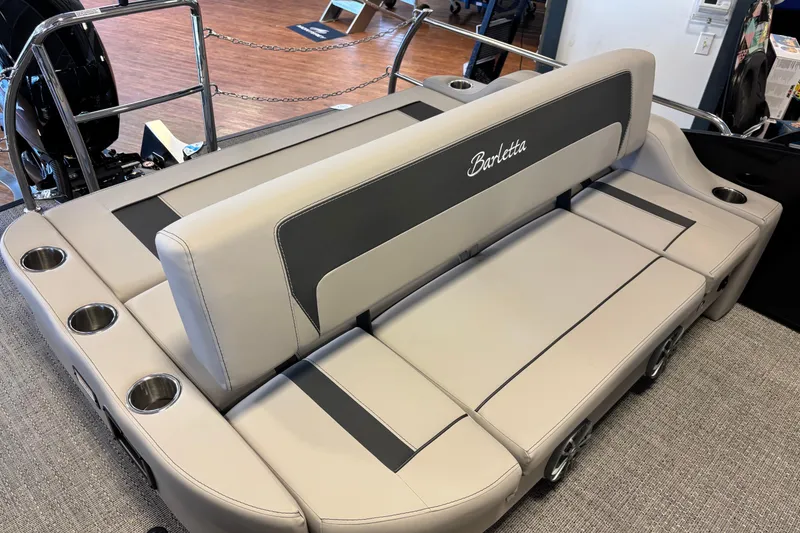 Slide: The Image of 2026 Barletta ARIA 22UC boat seating with cup holders and sleek design. - 13