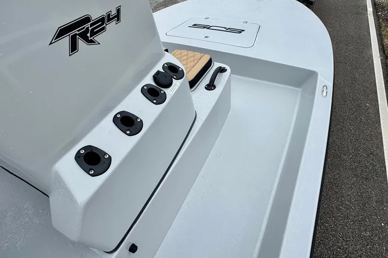 Slide: The Image of 2026 SCB R24 boat with rod holders and storage. - 15