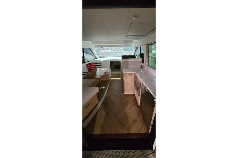 Slide: The Image of Open drawer in 2024 Regal 42 Fly yacht kitchen, showcasing modern cabinetry. - 51