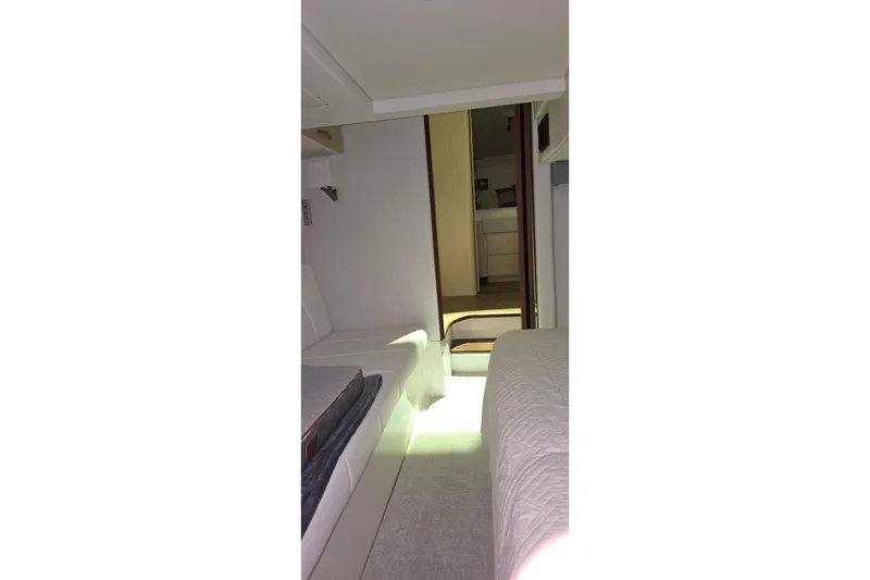 Slide: The Image of Open drawer in 2024 Regal 42 Fly yacht kitchen, showcasing modern stainless steel design. - 73