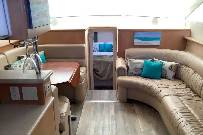 Slide: The Image of Built-in refrigerator in 1997 Carver 500 Cockpit Motor Yacht kitchen area. - 15