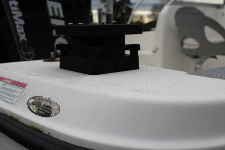 Slide: The Image of 2010 Trophy 1802 Walkaround boat deck with mounting bracket and visible label. - 18