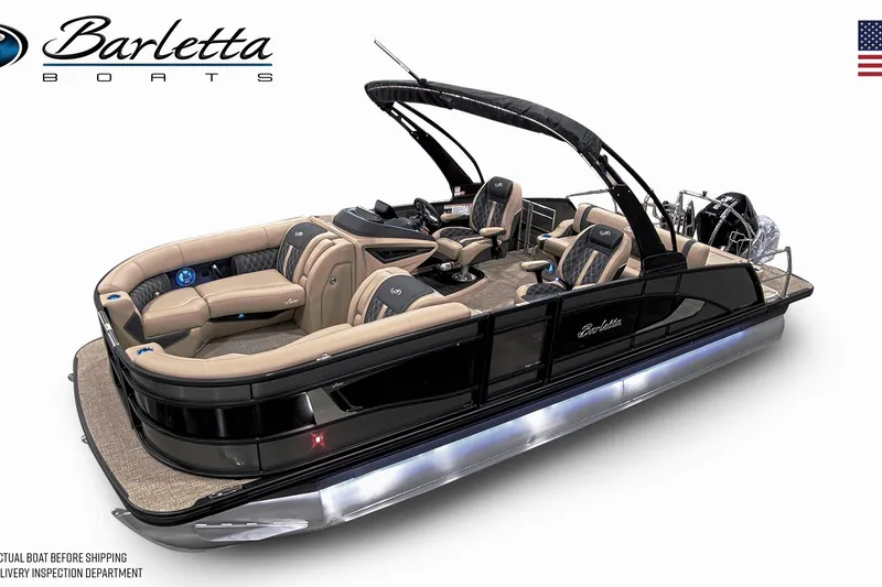 The Image of 2026 Barletta Lusso 23UCA luxury pontoon boat with elegant seating and sleek design. - 0