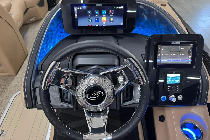 Slide: The Image of Steering console of 2026 Barletta Lusso 23UCA with digital displays and illuminated controls. - 18