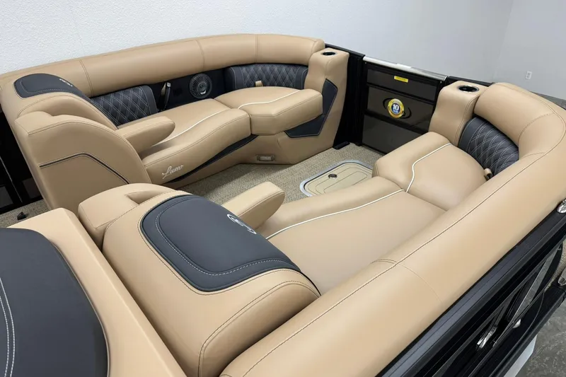 Slide: The Image of Luxurious interior of 2026 Barletta Lusso 23UCA pontoon boat with plush seating. - 29