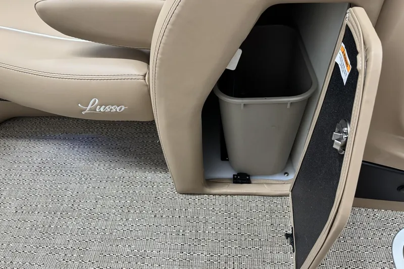 Slide: The Image of 2026 Barletta Lusso 23UCA interior storage compartment with trash bin. - 34