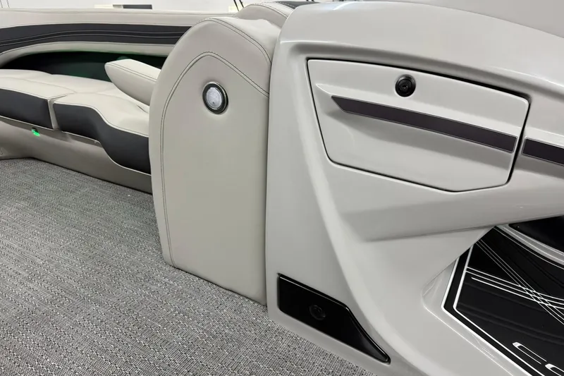 Slide: The Image of Interior of 2026 Barletta CORSA 25UC boat, featuring sleek seating and modern design elements. - 34