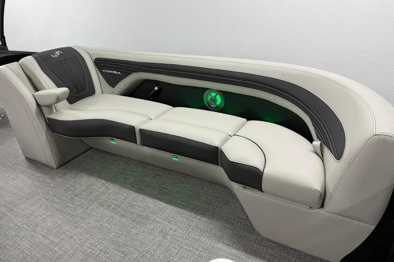 Slide: The Image of Luxurious Barletta CORSA 25UC 2026 boat seating with elegant design and ambient lighting. - 39