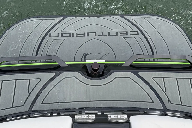 Slide: The Image of 2015 Centurion Enzo FS44 boat platform with logo, on water surface. - 20