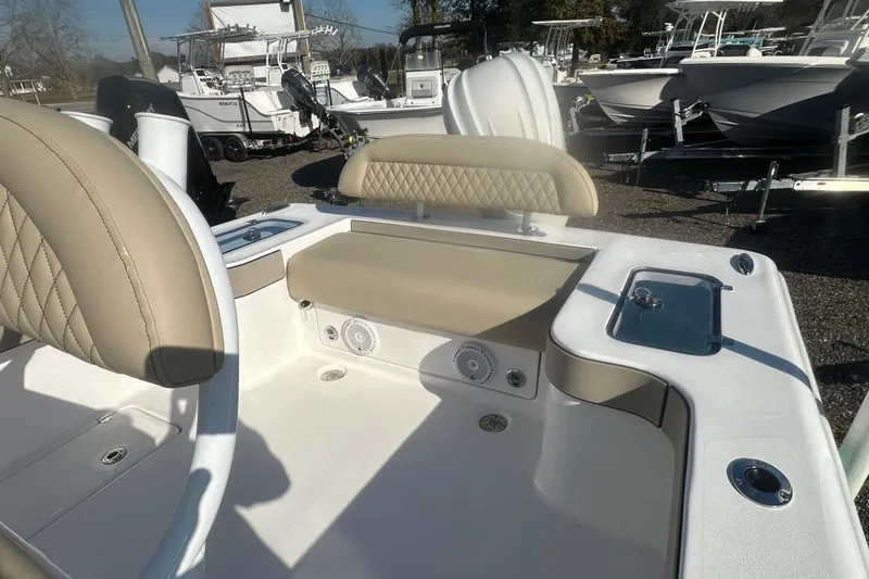 Slide: The Image of Interior view of 2026 Delta Boatworks Delta D245 with beige seating and modern design. - 8