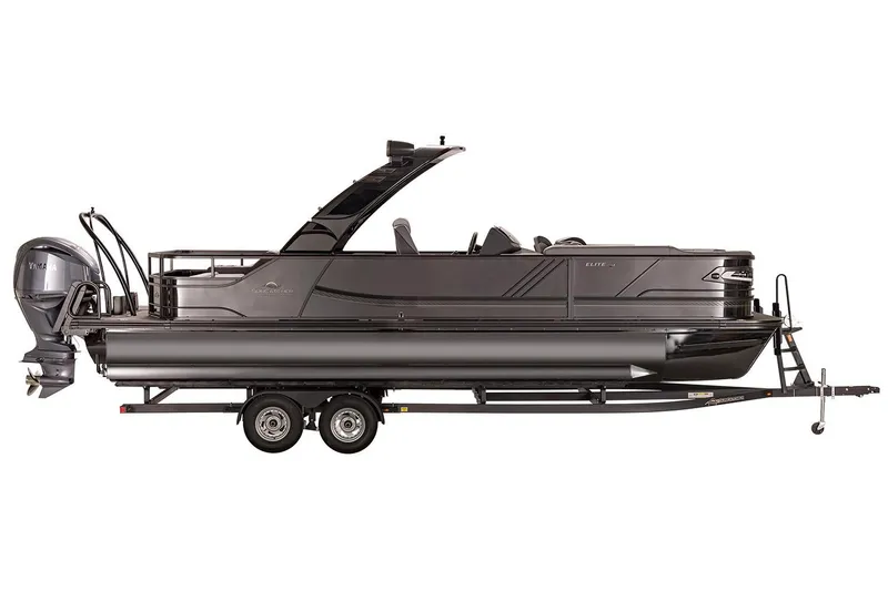 The Image of Manufacturer Provided Image: 2026 SunCatcher Diamond Elite 326 SL pontoon boat on trailer, side view. - 0