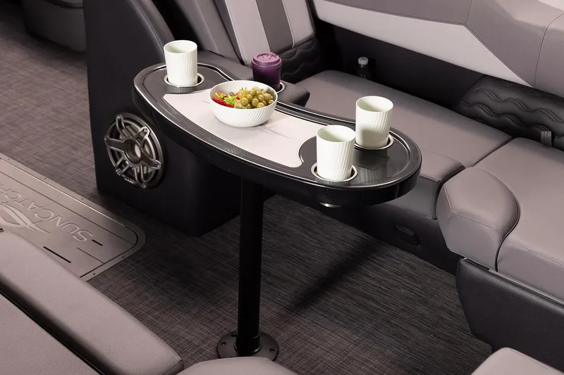 Slide: The Image of Manufacturer Provided Image: Luxurious interior of 2026 SunCatcher Diamond Elite 326 SL with stylish seating and table setup. - 7