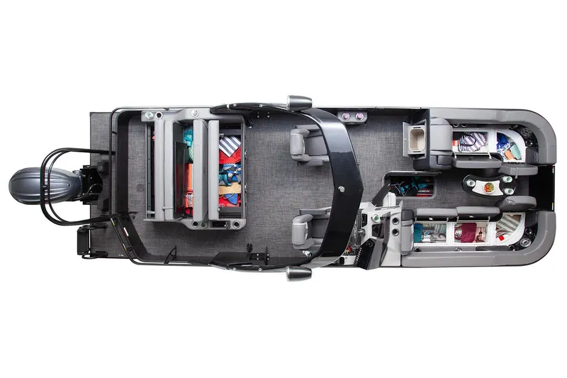 Slide: The Image of Manufacturer Provided Image: Top view of 2026 SunCatcher Diamond Elite 326 SL pontoon boat interior layout. - 9