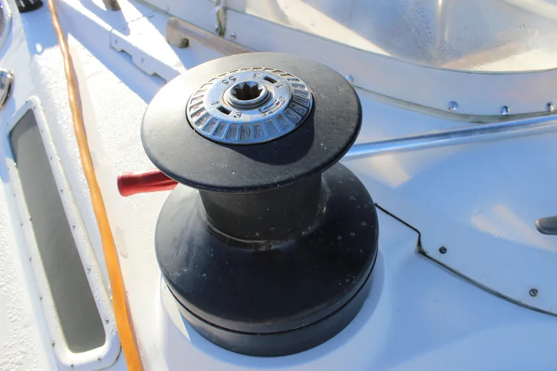 Slide: The Image of Winch on 1973 Nautor Swan 44 sailboat deck, close-up view. - 14