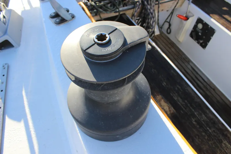 Slide: The Image of Winch on 1973 Nautor Swan 44 sailboat deck, close-up view. - 16