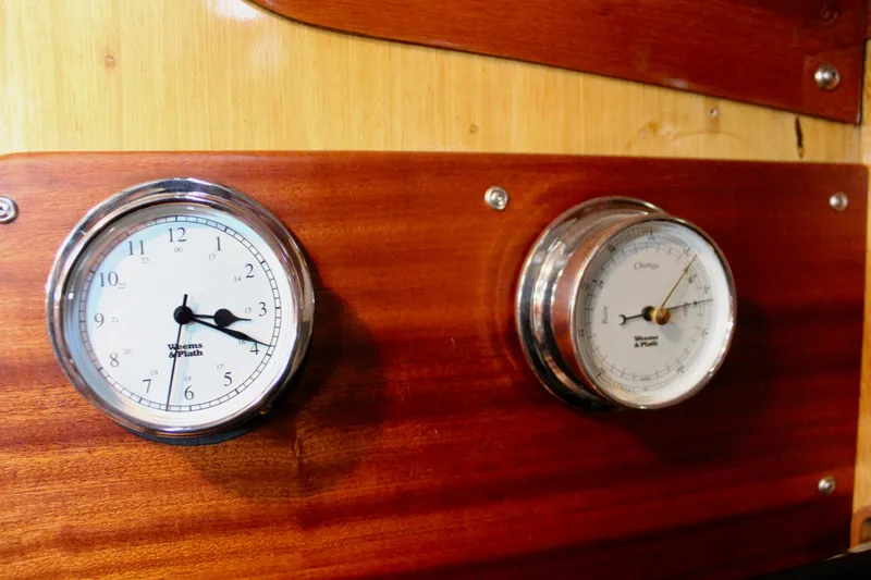 Slide: The Image of Vintage Nautor Swan 44 yacht interior with Weems & Plath clock and barometer, 1973 model. - 49