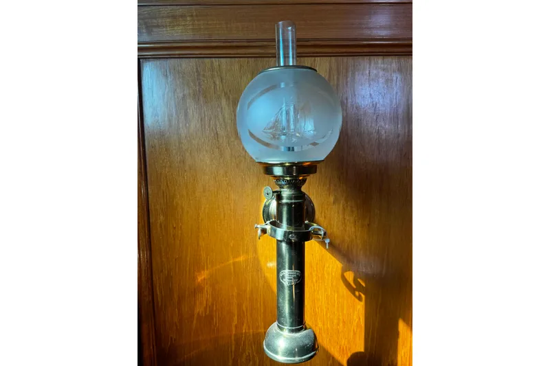 Slide: The Image of Vintage Doggersbank 63 lamp from 1974 with etched glass globe and brass base. - 23
