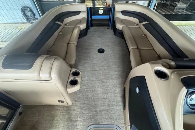 Slide: The Image of 2023 Barletta Cabrio 24CC interior with spacious seating and modern design. - 13