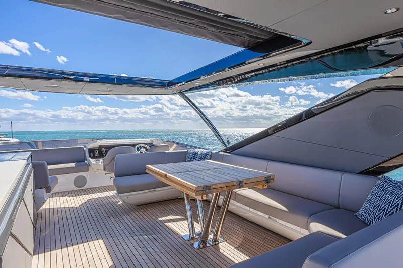 Slide: The Image of Luxurious Sunseeker 88 Yacht 2025 with spacious deck and ocean view. - 26