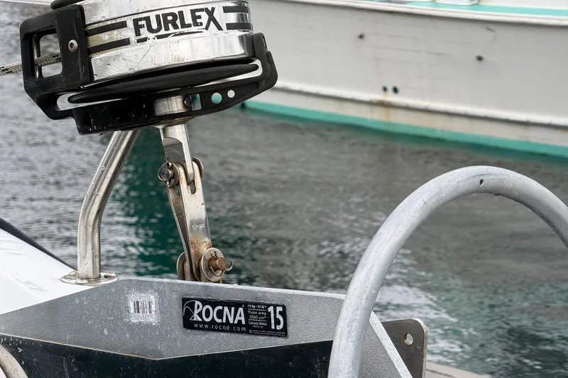 Slide: The Image of Close-up of a Furlex system and Rocna anchor on a 2001 Hunter 340 sailboat. - 22