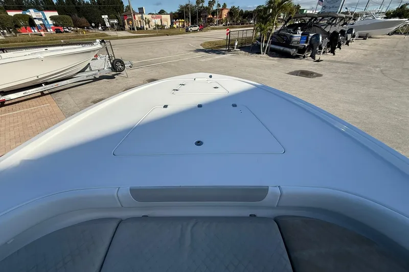 Slide: The Image of 2022 Caymas 28 HB Twin boat deck view at a marina. - 30