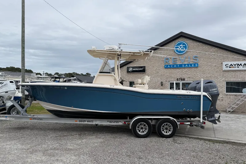 Slide: The Image of 2015 Grady-White Fisherman 257 boat on trailer at yacht sales dealership. - 3