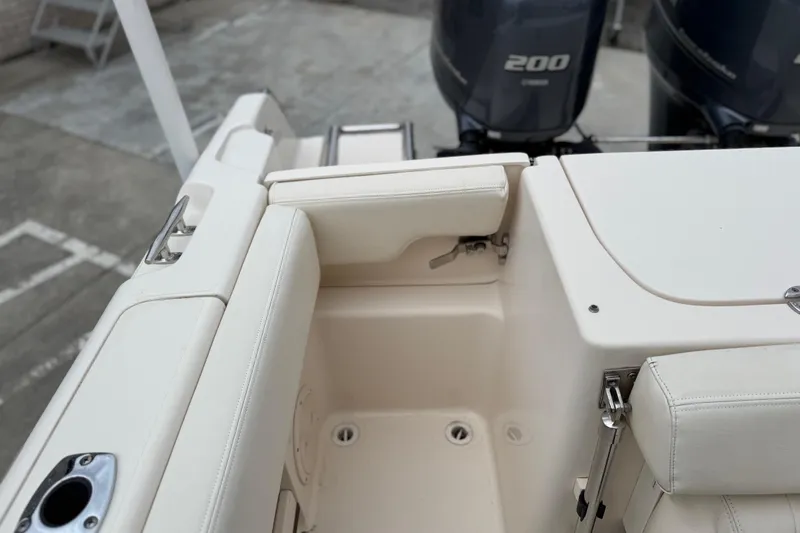 Slide: The Image of 2015 Grady-White Fisherman 257 boat interior with dual 200 horsepower engines. - 34